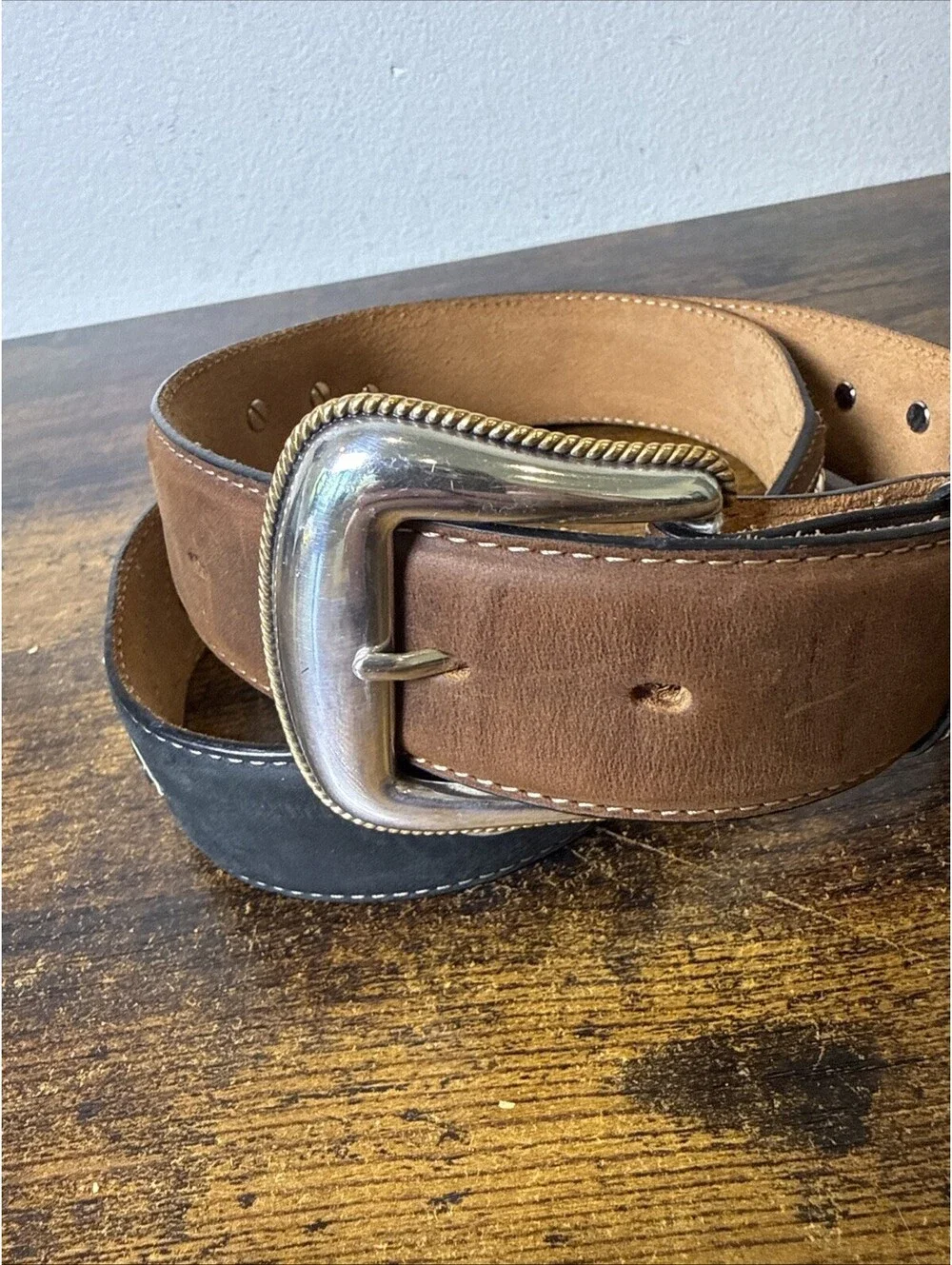 Justin Boots Leather Belt C10883 Size 38 Horse Head Concho Western Brown NWOT